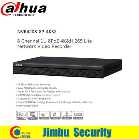 236 37US 12 OFF Dahua 4K NVR H 265 Video Recorder 8CH NVR4208 8P