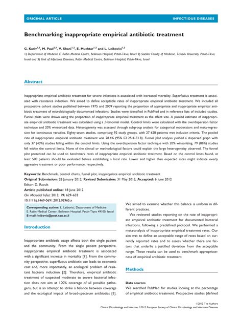 Pdf Benchmarking Inappropriate Empirical Antibiotic Treatment