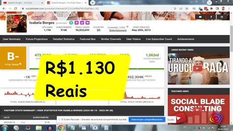 Quanto Ganha Isabela Borges R Reais Isaborges Youtube