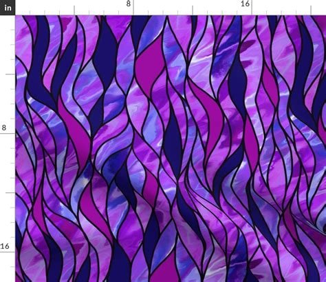 stained glass waves in pink and purple Fabric | Spoonflower