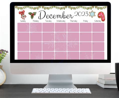 Editable December 2023 Calendar Happy Christmas Cute Gnomes