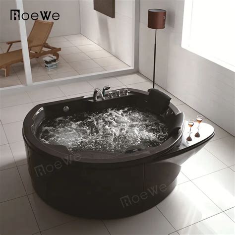 Modern Big Round Whirlpool Bath Tub Spa Massage Black Bathtub Freestanding Acrylic Hydromassage