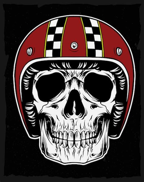 Calavera con casco clásico Vector Premium