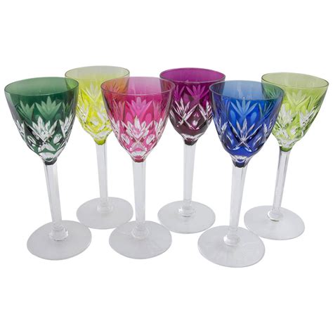 Six Val St Lambert Tall Stemmed Colored Wine Glasses At 1stdibs Val St Lambert Crystal Wine