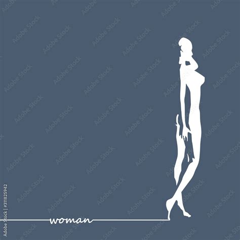 Sexy Woman Silhouette Female Figure Posing Back View Young Lady Rise