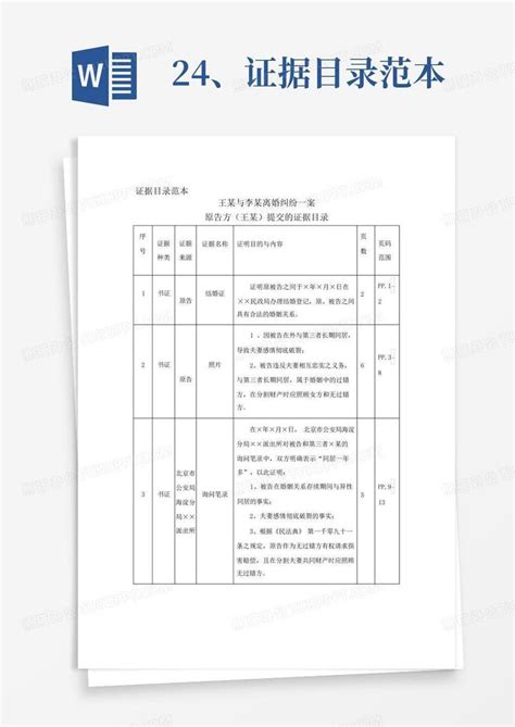 24、证据目录范本word模板下载编号lowjdvdv熊猫办公