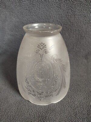 Vintage Etched Glass Small Frosted Bell Shade Fitter Fleur De