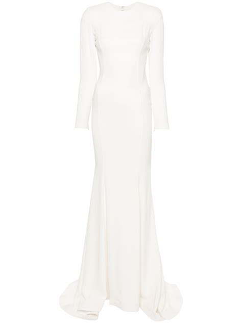 Cristallini Erini Open Back Gown In White Modesens