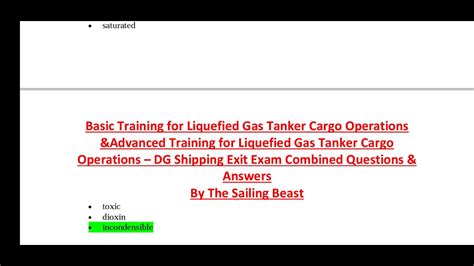 Basic Advance Training For Liquefied Gas Tanker Cargo Operationsdg