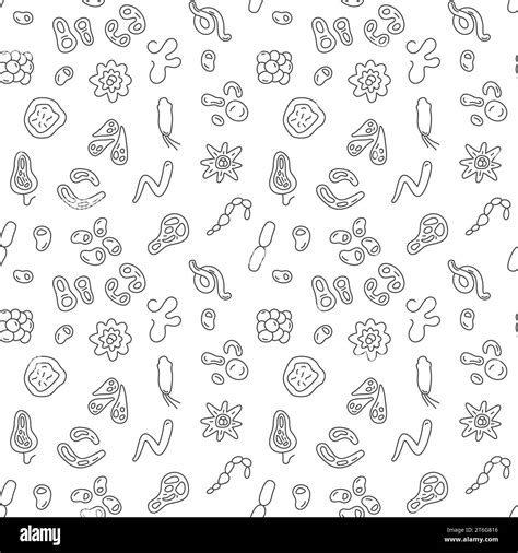 Vector Seamless Pattern With Virus Bacteria And Microbe Concept