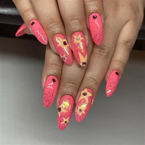 Coral Acrylic Nails