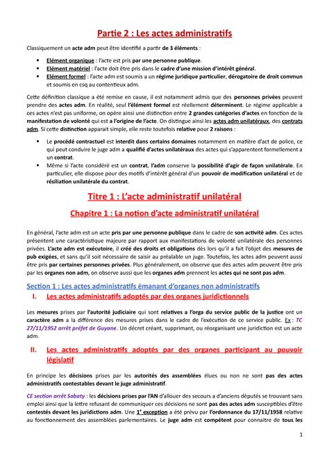 Chapitre La Notion D Acte Administratif Unilat Ral Partie Les