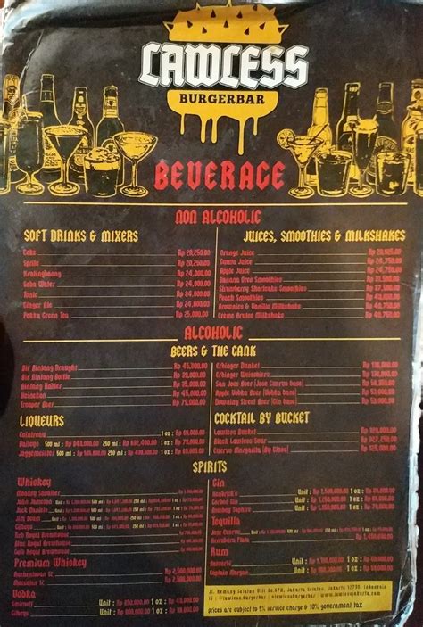 Menu At Lawless Burgerbar Menteng Central Jakarta Jl H Agus Salim No60