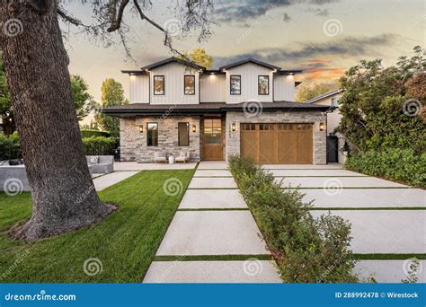 Beautiful Modern Two-story House in a Suburban Neighborhood Stock Photo ...