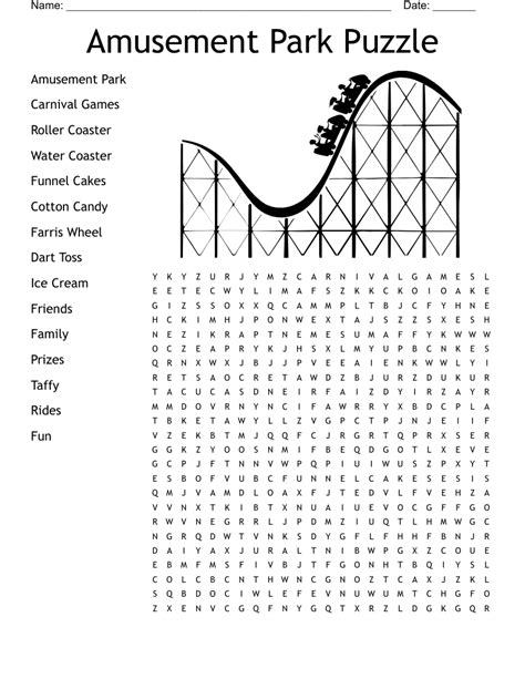 Amusement Park Word Search Printable