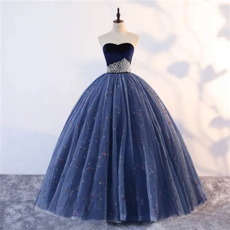 Vintage Originale Quinceañera Bleu Marine Robe De Bal 2019 Robe Boule