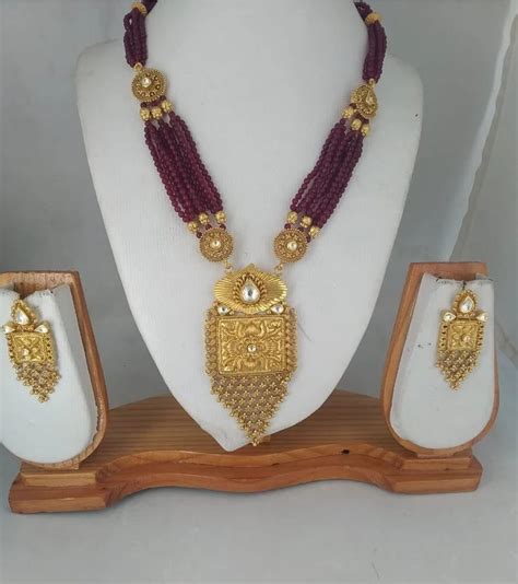 Party Wear 22 K Polished Golden Necklace Set At Rs 12000 Set In Kolkata