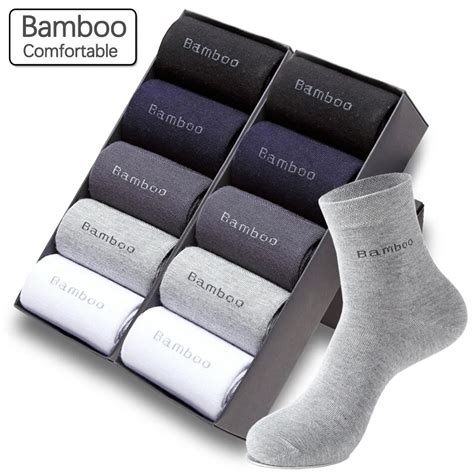 10 Pairs Lot Bamboo Fiber Socks Men Casual Business Anti Bacterial