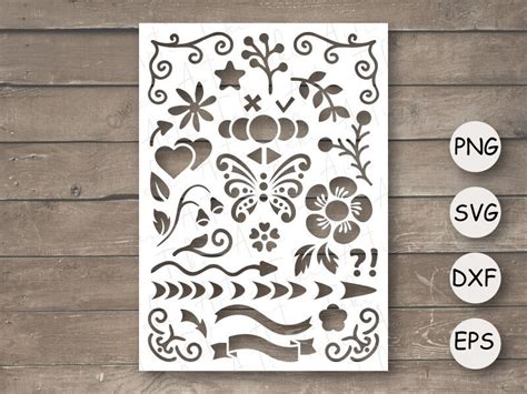 Stencil Template Svg Rectangular Stencil With Ribbon Etsy