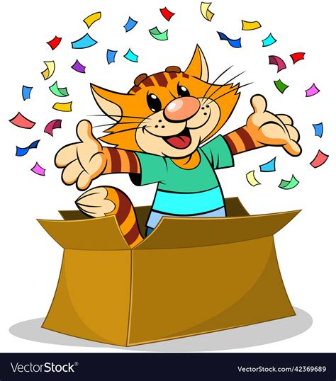 Cat Appears From The Box Royalty Free Vector Image