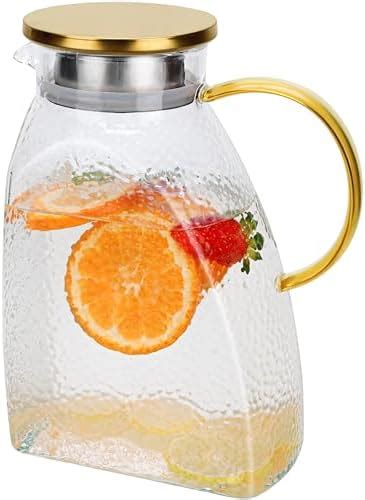 Belle Vous Clear Glass Water Pitcher Jug 1 8L 61oz Fridge Door Carafe