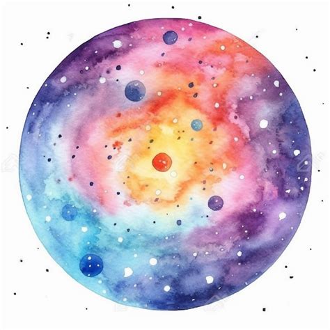 Pintura Acuarela De Un Planeta Con Estrellas Y Planetas Foto Premium