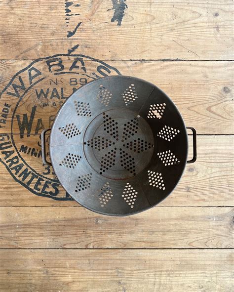 Antique Tinware Colander Rustic Country Kitchen Decor Etsy