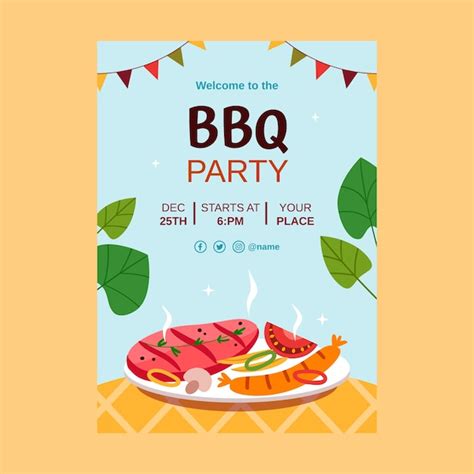 Free Vector | Bbq party invitation template