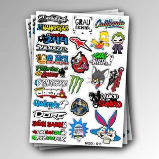 Cartela De Adesivos S Para Carro Moto Ou Bike Sticker Notebook