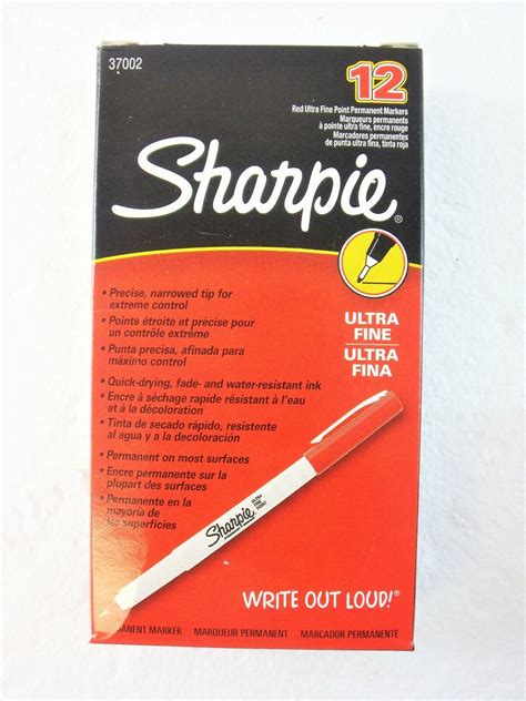 Sharpie 37002 Permanent Marker Ultra Fine Point Tip Red Ink Pen 12 Pack