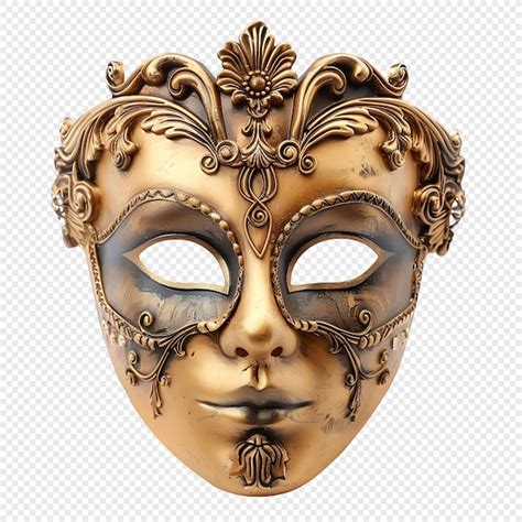 Premium PSD | Golden opera mask on isolated transparent background