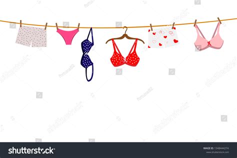 Pantie Bra Lingerie Hanging On Rope Stock Vector Royalty Free