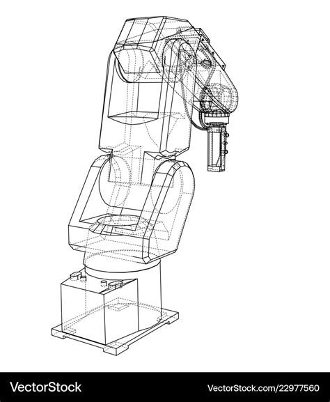 3d Outline Robotic Arm Rendering Of Royalty Free Vector