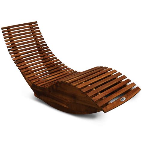 Deuba Sun Lounger Wooden Ergonomic FSC Certified Acacia Wood Rocking