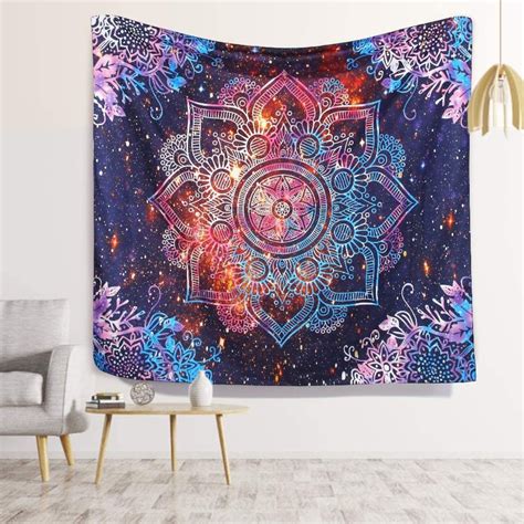 Hippie Bohemian Tapestry Wall Hanging Flower Psychedelic Etsy