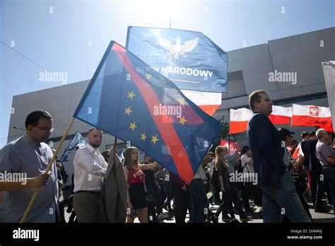 Far Right Movements Polexit Dmonstration In Warsaw Demonstrators Wave