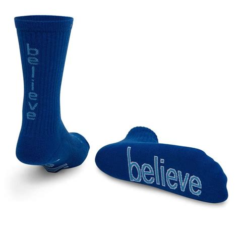 I Believe Royal Blue Crew Socks With Light Blue Words M In 2021