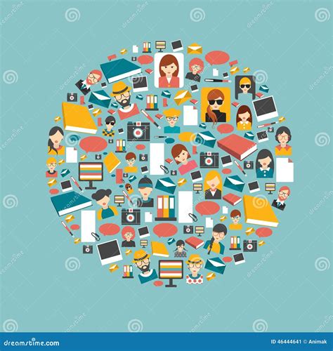 Communication Flat Icon Set Stock Vector Illustration Of Notice