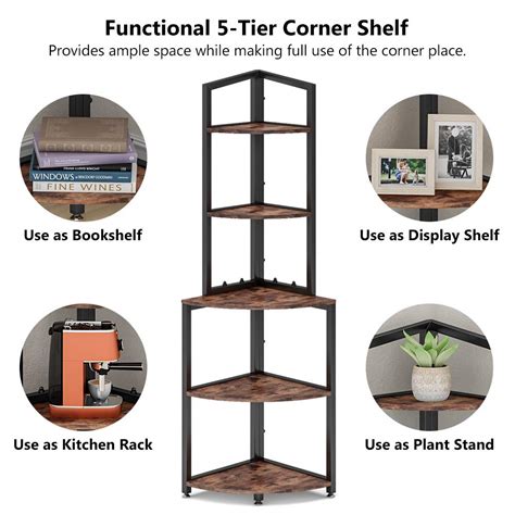 Tribesigns 5 Tier Corner Shelf 60 Inch Corner Bookshelf Small Bookcase