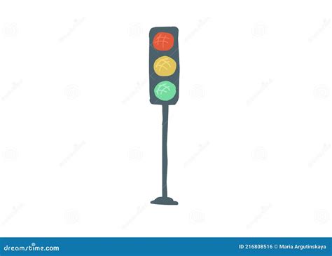 Road Traffic Light. Style Cartoon Simple Hand Drawing. Vector ...