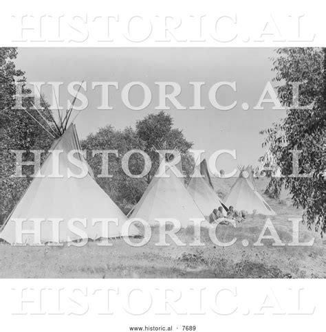 Historical Photo Of Canvas Tipis In Assiniboine Camp 1908 Black And White By Jvpd 7689