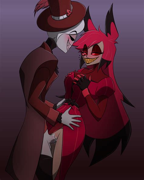 Rule 34 1boy 1girls Alastor Hazbin Hotel Blush Demon Female Female Alastor Hazbin Hotel