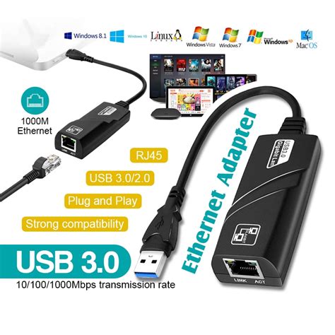 USB 3 0 To LAN Driver Free 10 100 1000 Mbps Network RJ45 LAN Wired