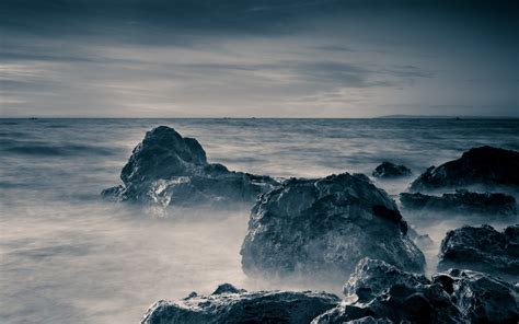 Wallpaper Matahari Terbenam Laut Teluk Batu Alam Pantai