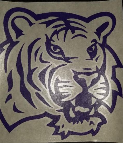 Tiger Head Decal Vinyl Decal Purple Gold Words Purple Tiger Vinyl