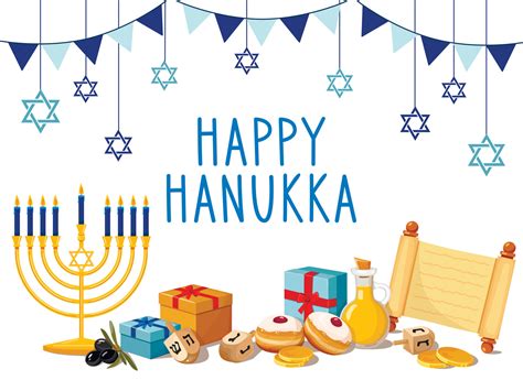 Happy Hanukkah Jewish Festival Of Lights Background For Greeting Card