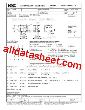 T D X Datasheet Pdf Vacuumschmelze Gmbh Co Kg