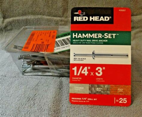 RED HEAD 35207 HAMMER SET HEAVY DUTY NAIL DRIVE ANCHORS 1 4 X 3