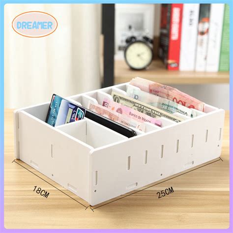 8 Grids Money Safe Saving Box Desktop Money Cash Drawer Box Cashier