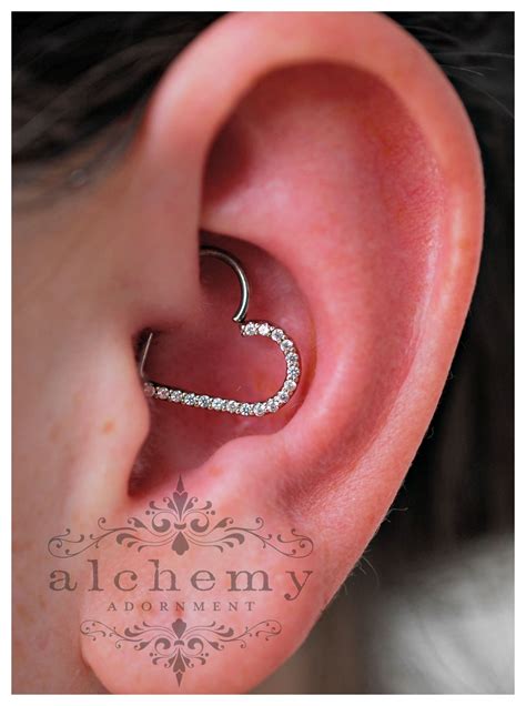 Daith Piercing By Bree With An 18 Gem White Gold Heart By Alchemy